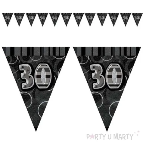 baner flagi urodziny 30 glitz black czarny 3 6 m