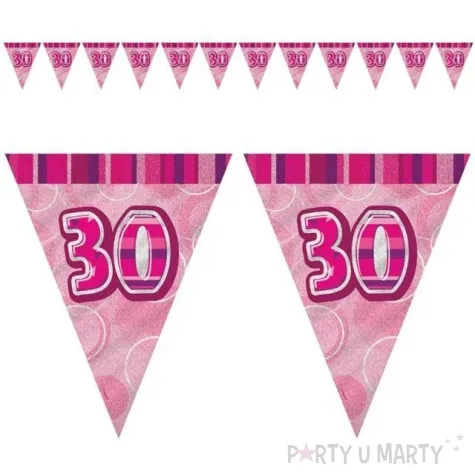 baner flagi urodziny 30 glitz pink rozowy 3 6 m