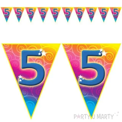 baner flagi urodziny 5 rainbow swirl funny fashion 5 m