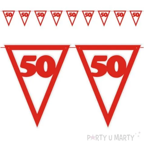 baner flagi urodziny 50 czerwony 3 6 m