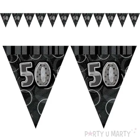 baner flagi urodziny 50 glitz black czarny 3 6 m