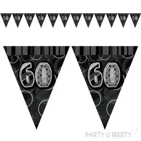 baner flagi urodziny 60 glitz black czarny 3 6 m