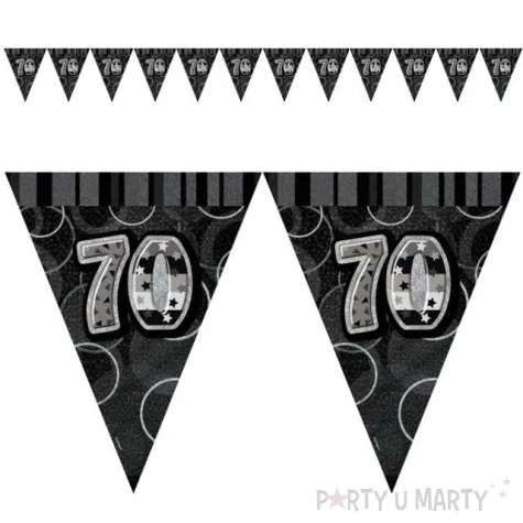 baner flagi urodziny 70 glitz black czarny 3 6 m