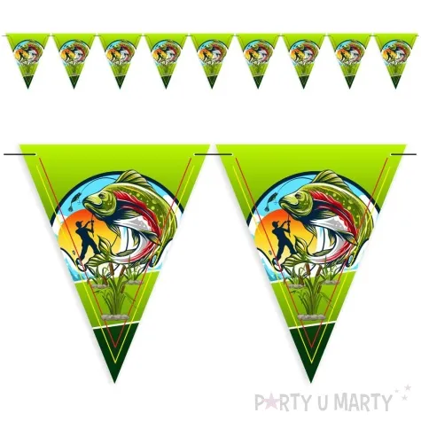 baner flagi wedkarza i wielka ryba zielony 3 6 m