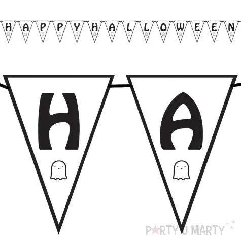 baner flagi wesoly duszek happy halloween czarno bialy congee 5 m