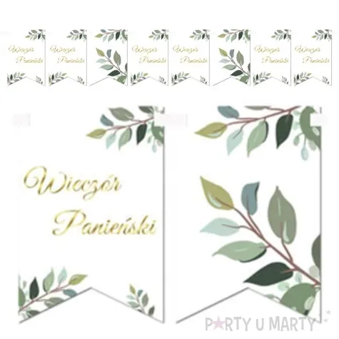 baner flagi wieczor panienski listki bialy congee 5 m