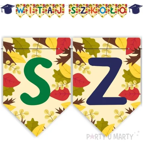 baner flagi witaj szkolo jesienne listki 2 5 m