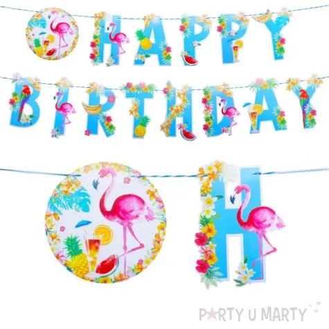 baner flamingi hawajskie happy birthday partypal 300 cm