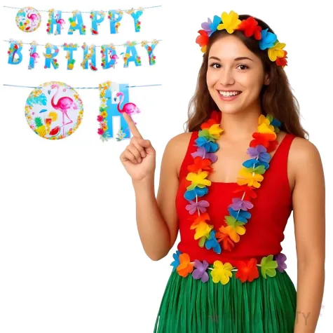 baner flamingi hawajskie happy birthday partypal 300 cm