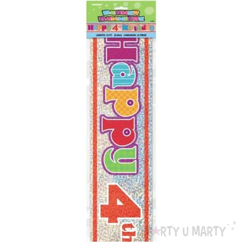 baner foliowy happy birthday 4th 4 urodziny unique 365 cm