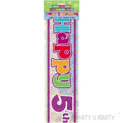 baner foliowy happy birthday 5th 5 urodziny unique 365 cm