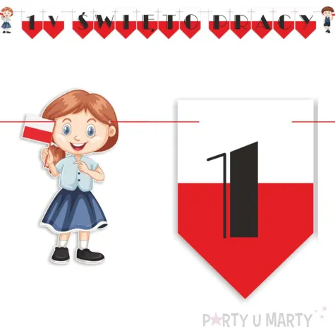 baner girlanda papierowa 1 maja swieto pracy bialo czerwony 2 8 m