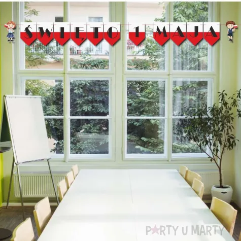 baner girlanda papierowa swieto 1 maja dzieci bialo czerwony 2 5 m