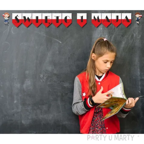 baner girlanda papierowa swieto 1 maja dzieci bialo czerwony 2 5 m