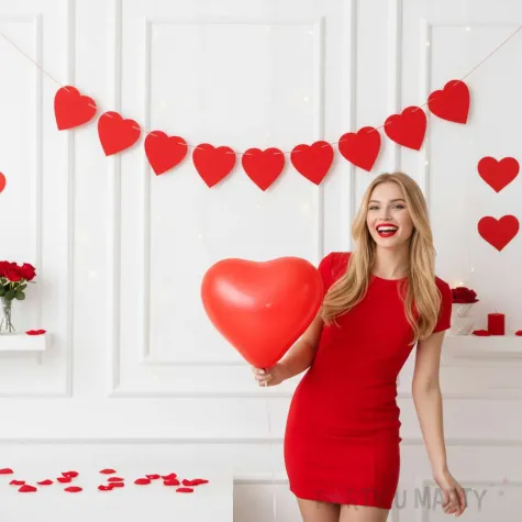 baner girlanda serca serduszka walentynki czerwone