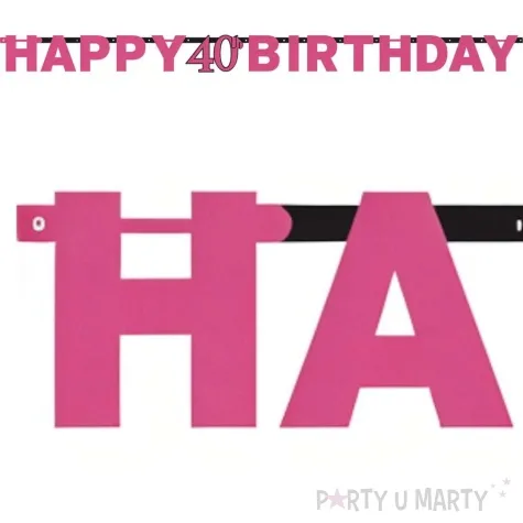 baner happy birthday 40 urodziny rozowy amscan 2 m