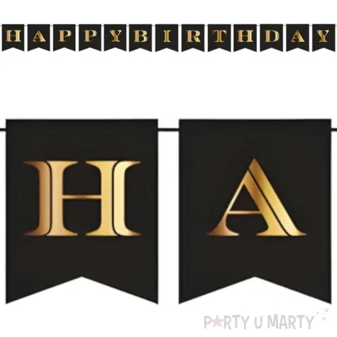 baner happy birthday czarny zloty godan 2 5 m