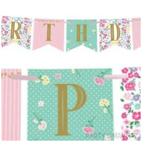baner happy birthday floral tea party godan 1 7 m