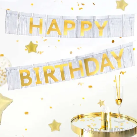 baner happy birthday fredzle bialo zloty partypal 200 x 18 cm