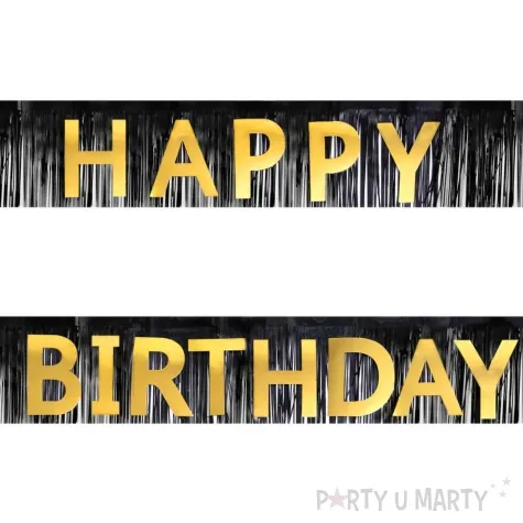 baner happy birthday fredzle czarno zloty partypal 200 x 18 cm