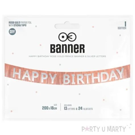 baner happy birthday fredzle rozowe zloto partypal 200 x 18 cm