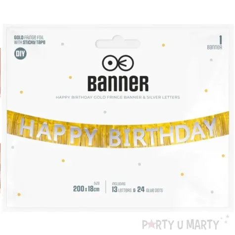 baner happy birthday fredzle srebrno zloty partypal 200 x 18 cm