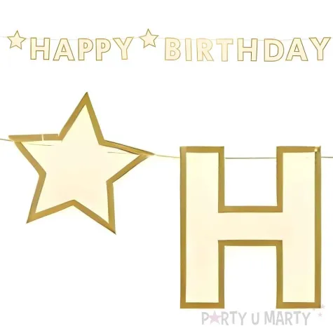 baner happy birthday gwiazdki glamour zloty partydeco 2 2 m