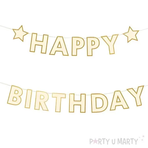baner happy birthday gwiazdki glamour zloty partydeco 2 2 m