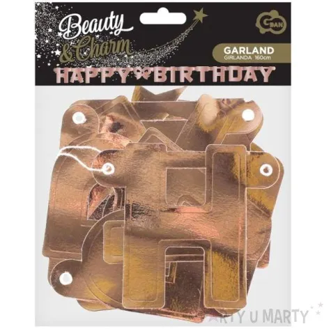 baner happy birthday metalik rozowe zloto godan 160 x 11 cm