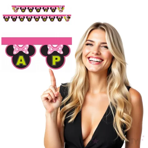 baner happy birthday myszka minnie rozowy procos 200 cm
