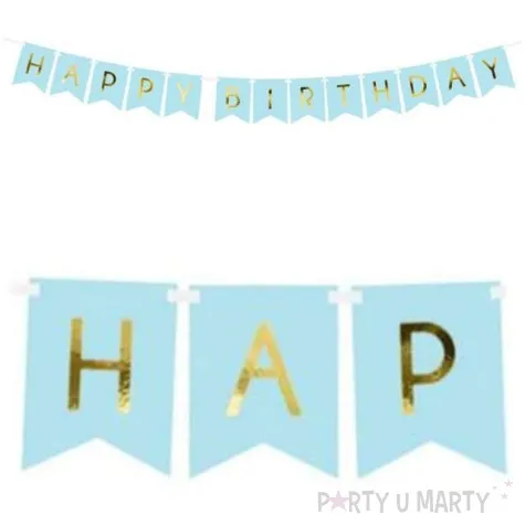 baner happy birthday niebieski jasny partydeco 175 cm