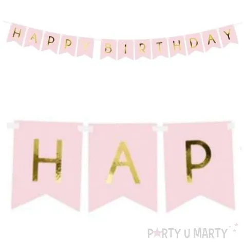 baner happy birthday rozowy jasny partydeco 175 cm