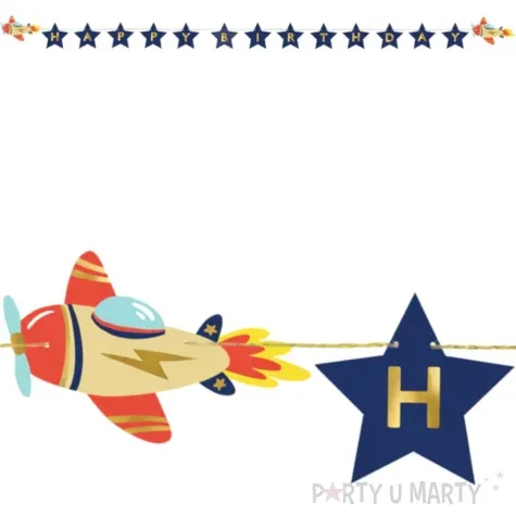baner happy birthday samoloty partydeco 250 cm