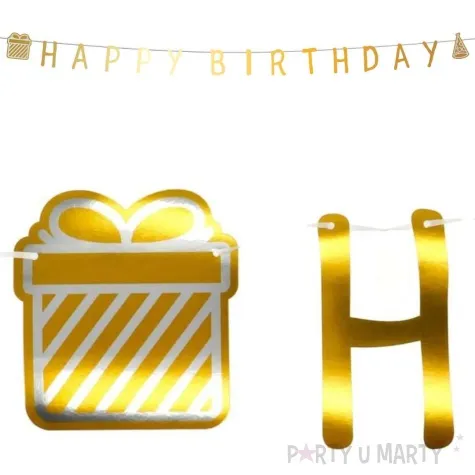 baner happy birthday shining glam zloty folat 2 m