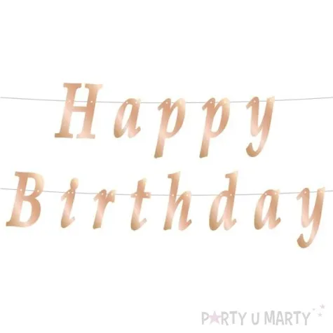 baner happy birthday stylizowany metalik rozowe zloto godan 200 x 11 cm