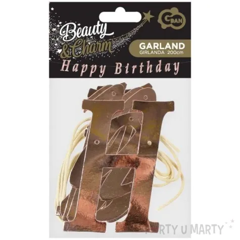 baner happy birthday stylizowany metalik rozowe zloto godan 200 x 11 cm