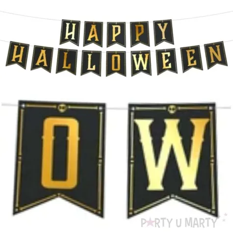 baner happy halloween czarno zloty partypal 250cm