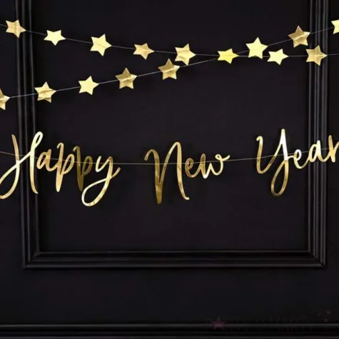 baner happy new year zloty partydeco 66 cm