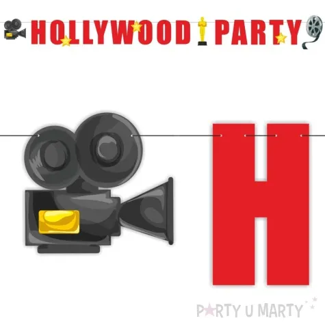 baner hollywood party napis czerwony 3 3 m