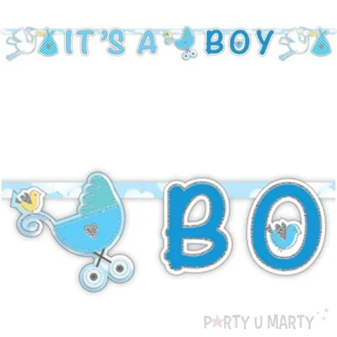 baner its a boy bociany i wozek blekitny folat 170 cm