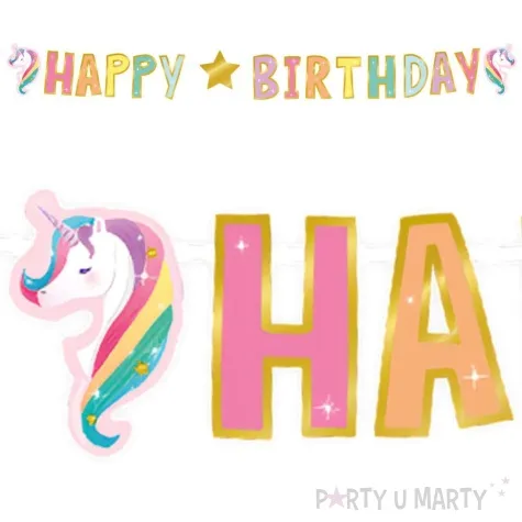 baner jednorozec happy birthday pd unicorn pd party 250 cm