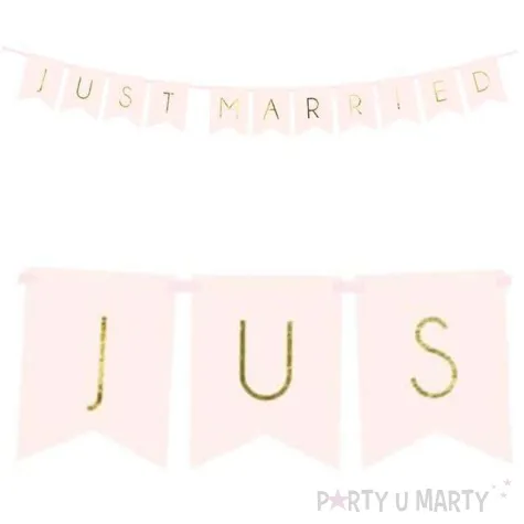 baner just married partydeco rozowy 155 cm