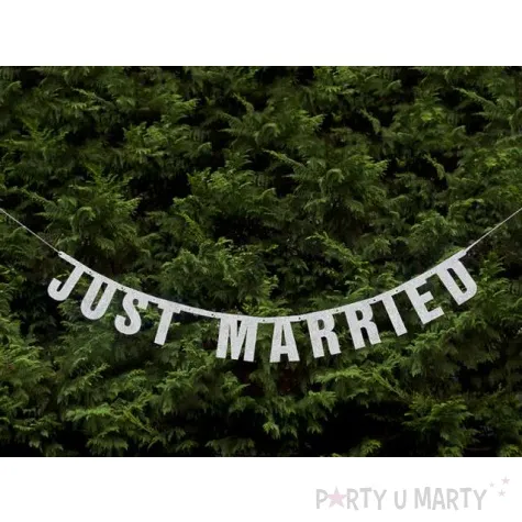 baner just married srebrny partydeco 16 x 170 cm