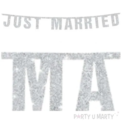 baner just married srebrny partydeco 16 x 170 cm