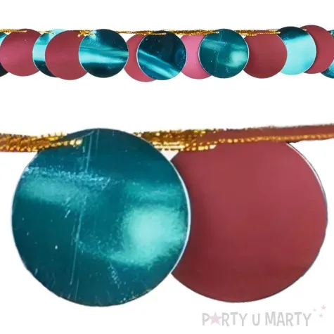 baner k ka metalizowane turkusowy burgundowy partydeco 2 2 m