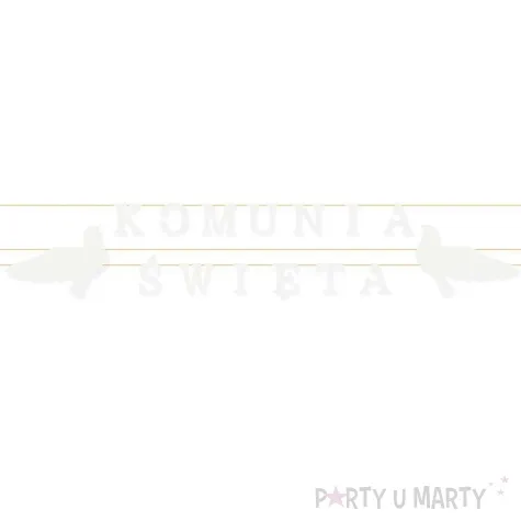baner komunia swieta napis z golabkami bialy czakos 2 5 m
