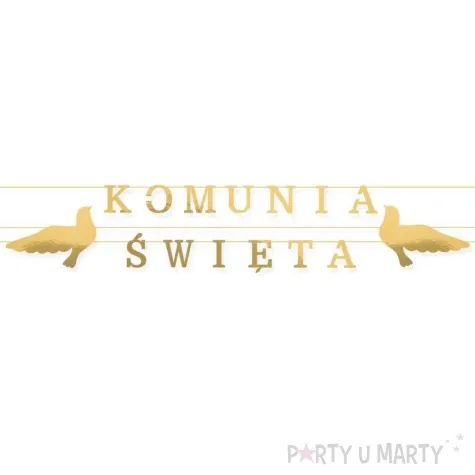 baner komunia swieta napis z golabkami zloty czakos 2 5 m