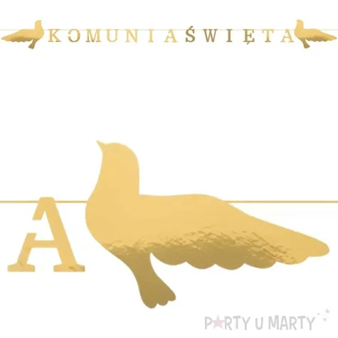 baner komunia swieta napis z golabkami zloty czakos 2 5 m