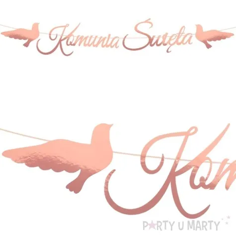 baner komunia swieta z golabkami rozowe zloto czakos 2 5 m