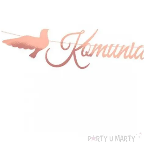 baner komunia swieta z golabkami rozowe zloto czakos 2 5 m